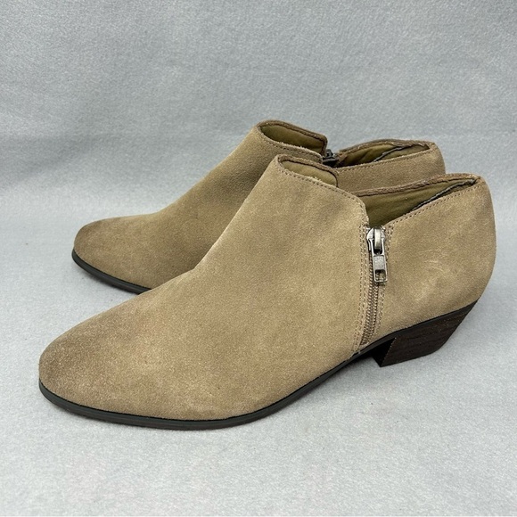 Very Volatile Los Angeles Heeled Ankle Bootie Womens 10 Tan Suede Zip Up - Picture 1 of 13